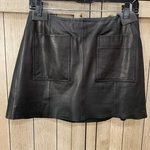 Joie Black Leather Mini Skirt with Pockets